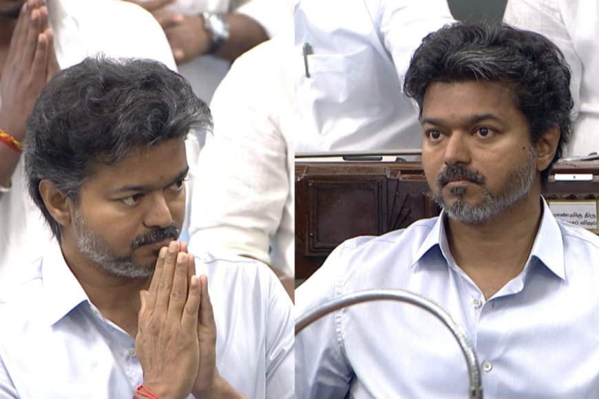 பட்ஜெட்டுக்கு புது லுக்கில் வந்த விஜய்.. சில்வர் புளூ சட்டையின் ரகசியம் என்ன?