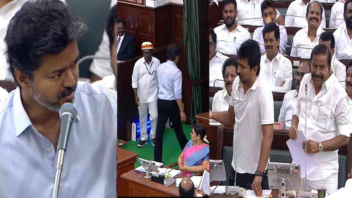 மாஸாக பேசி உடனே வெளியேறிய முதல்வர் விஜய்; தக் லைஃப் கொடுத்த உதயநிதி!