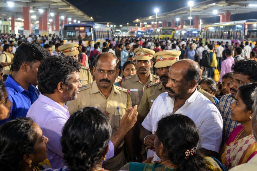 பண்டிகை கால ஏற்பாடு! தற்காலிக பேருந்து நிலையத்துக்கு எதிர்ப்பு ! அமைச்சருடன் மக்கள் வாக்குவாதம் !