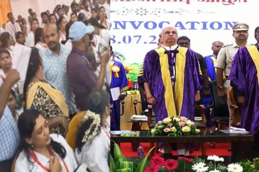 பரபரப்பான பட்டமளிப்பு விழா .....மாணவர்களுக்கு அடிப்பணிந்த ஆளுநர்...!