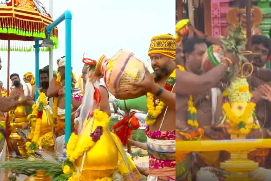மதுரை குலுங்க குலுங்க..மீனாட்சி அம்மன் கோவில் திருக்குட நன்னீராட்டு விழா!